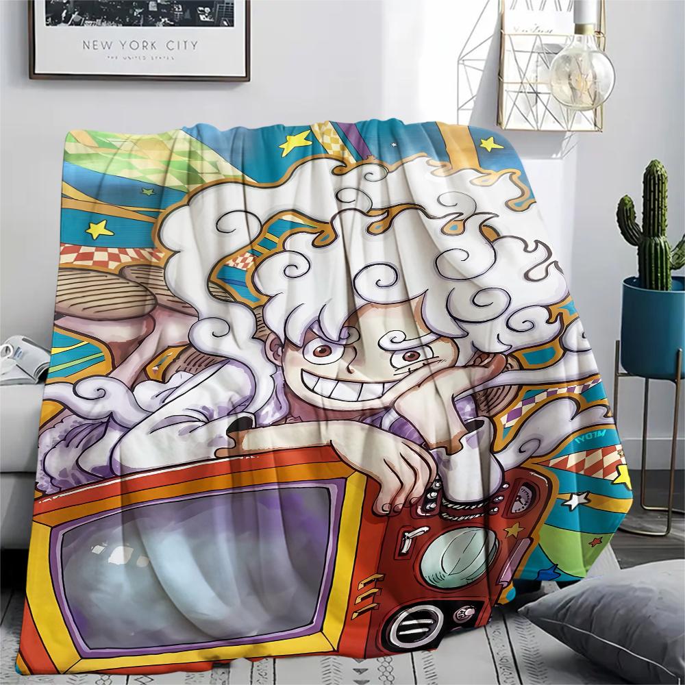 Фланелевое одеяло с принтом персонажей One Piece, Высококачественное, Удобное для всех сезонов, Декор для дома, Тепло и уют, Идеально для рождественских подарков