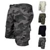 Men Cargo Shorts Drawstring Elastic Waist Multi Zipper Pockets Solid Color Loose Soft Breathable Camouflage Print Knee Length Daily Sports Shorts