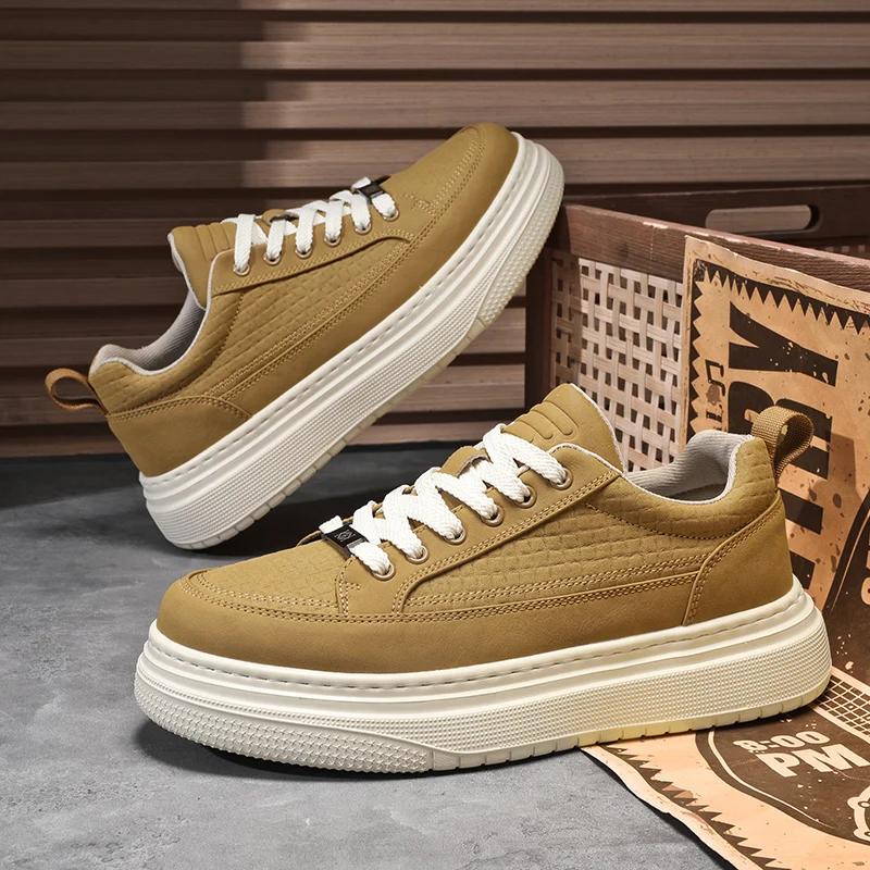 Модные высококачественные мужские повседневные туфли с низким вырезом, дышащие мужские туфли с толстой подошвой из вулканизированной стали, модная универсальная износостойкая обувь для мужчин