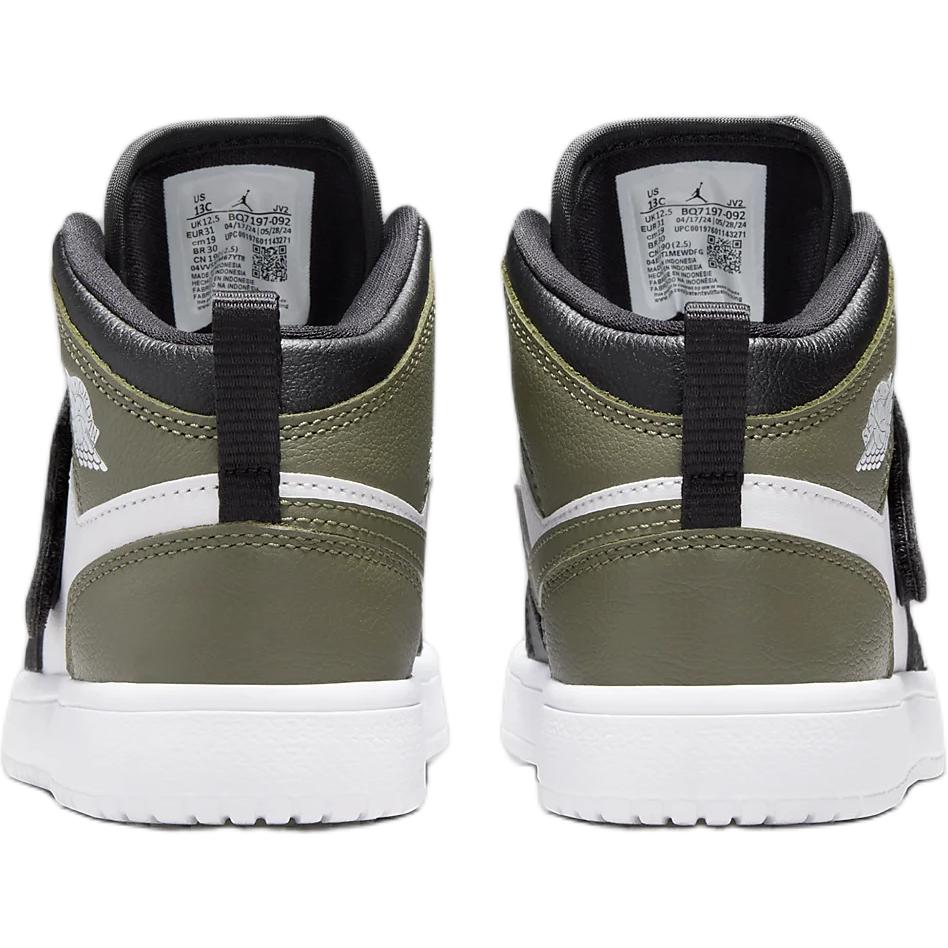 Кроссовки Air Jordan Sky Jordan 1 PS Black Toe Medium Olive Kids белые BQ7197-092