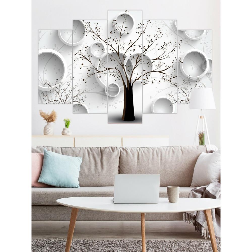 Модульная настенная живопись из 5 частей «Дерево жизни», украшение на стену, картина на холсте, украшение для семейной гостиной