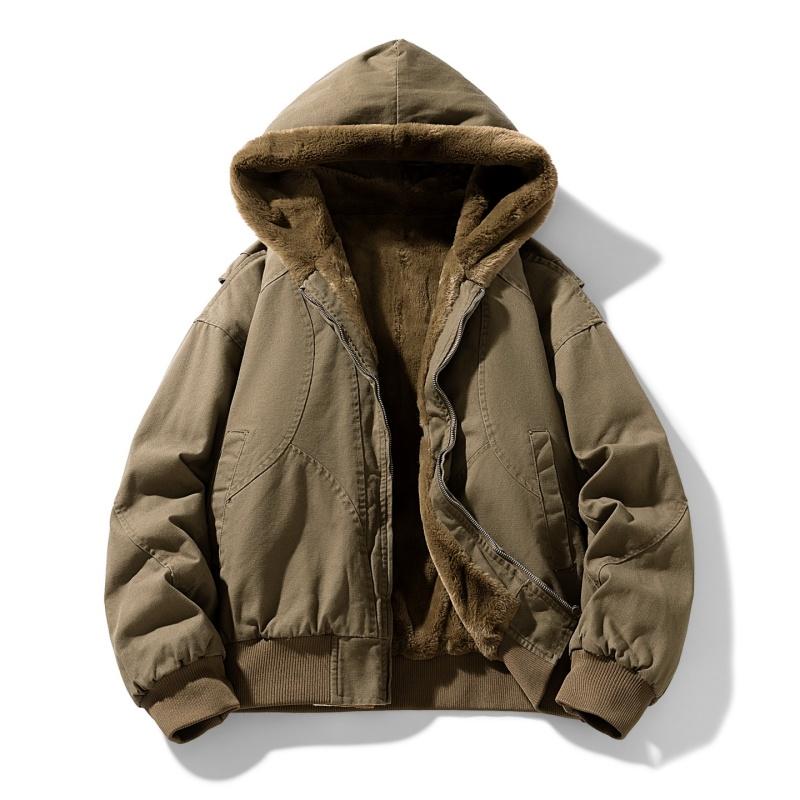 Хлопковая куртка с меховым воротником, Мужская хлопковая куртка с толстым вельветом и теплым пухом, Мужская толстая куртка, Мужской стиль для преодоления хлопковой куртки