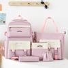 Student Schoolbag Letter Block Color Women's Large Capacity Backpack Set