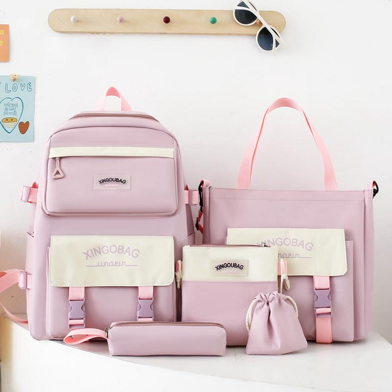 Студенческий школьный рюкзак с буквенным блоком, цветной женский рюкзак большой емкости, набор