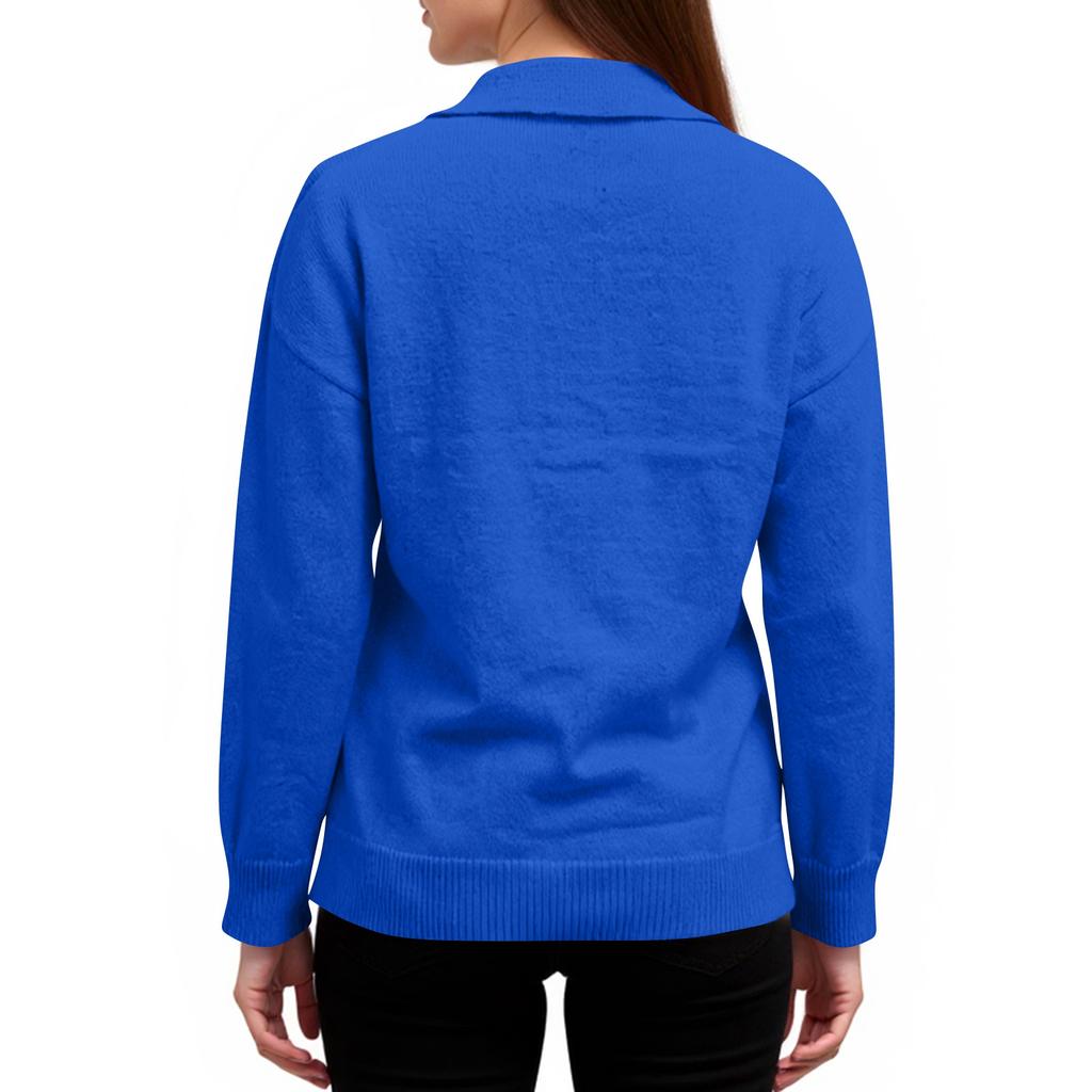Women's Fashionable Long-sleeved Solid-color Pullover Knitted Sweater Top
