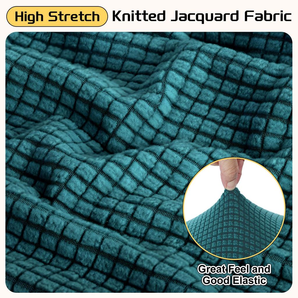 uxcell Square Jacquard Ottoman Slipcover with Elastic Stretch Footrest Stool Cover for Living Room Furniture Protector Medium Bottom, (Cyan, Size)