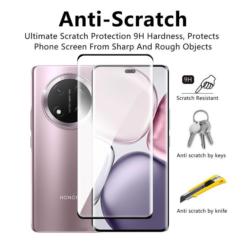 4в1 2+2 3D Защитное стекло для экрана из закаленного стекла для Honor X9C Прозрачная HD стеклянная защитная пленка + 2 шт. Мягкая пленка для объектива камеры