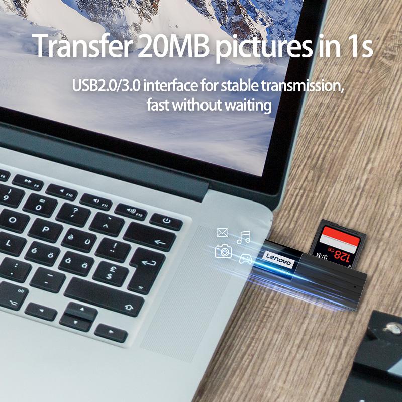 Кардридер Lenovo USB 3.0/usb2.0 адаптер для карт памяти поддерживает SD/TF D231