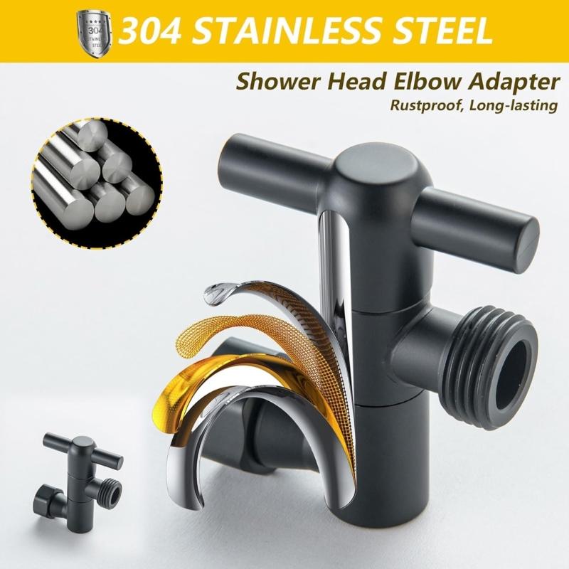 Adjust Shower Arm Extension 360 Degree Rotatable All Metal Adapters Universal 1/2 Thread Space Saving for Bathroom