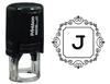 Printtoo Square Swirl Border Alphabet J Monogram Initial Self Inking Rubber Stamp Office