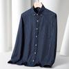 100% Cotton Striped Shirt Soft Comfortable Long Sleeve Business Men Office Casual Shirt with Pocket Slim Fit