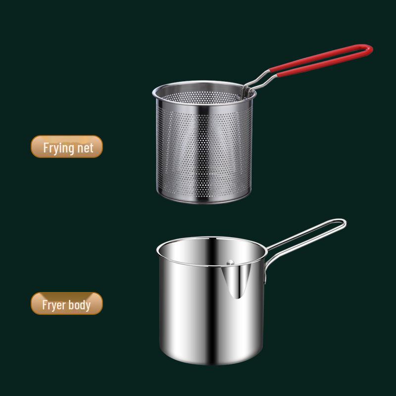 Мини-сковорода для жарки темпура из нержавеющей стали 304 с крышкой и фильтром