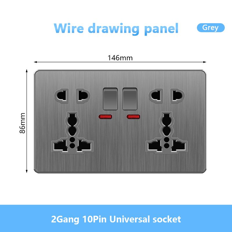Универсальная 5-контактная розетка, стандартная британская настенная розетка USB на 13 А, 3-контактная электрическая розетка 220 В со светодиодным индикатором