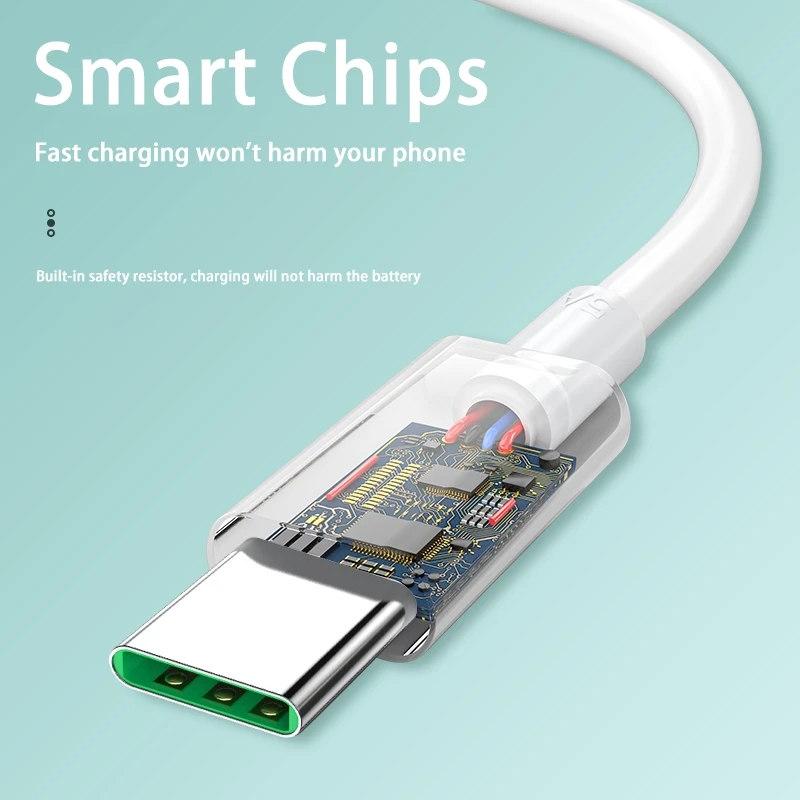 Кабель USB C, 65 Вт, 5 А, кабель для быстрой зарядки типа C для OPPO Xiaomi Redmi Huawei, аксессуары для телефонов Samsung, шнур для передачи данных, зарядное устройство, USB-кабель