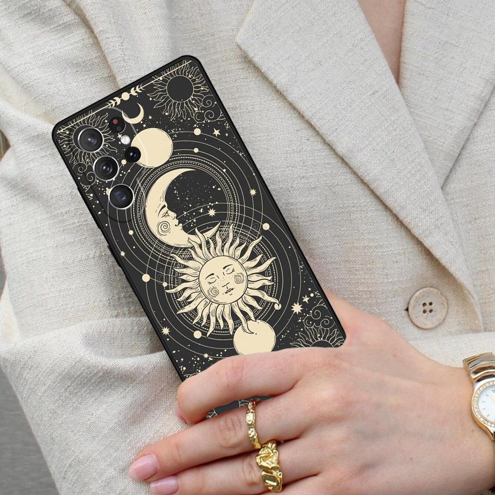Sun Moon Face Cell Phone Case for Samsung Galaxy S26 Ultra S25 S24 S23 S22 S21 S20 Note10 Cover
