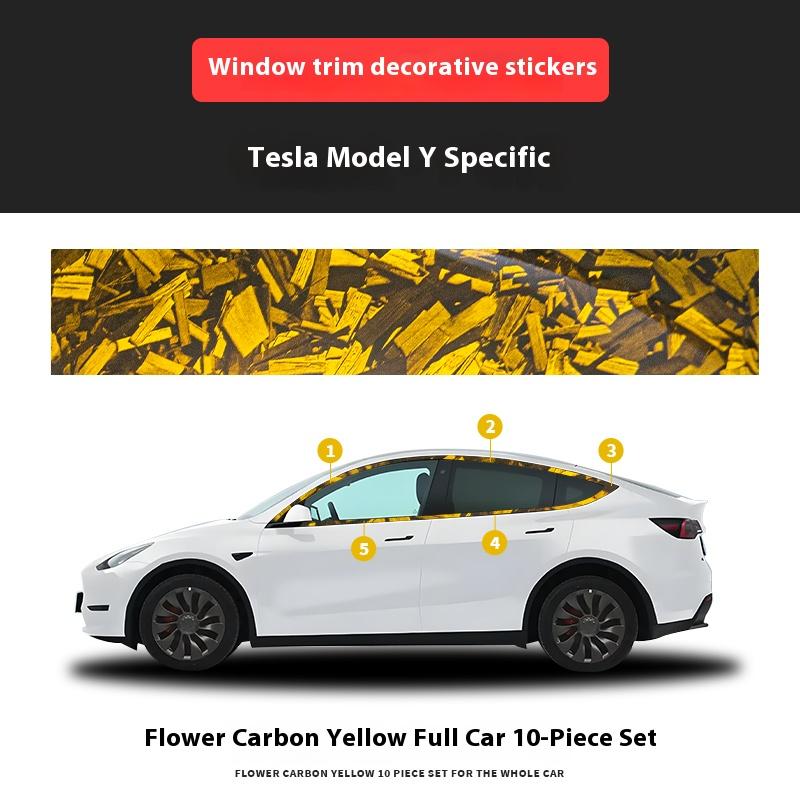 For Tesla Model 3/Y Window Trim Chrome Delete Vinyl Wrap Kit Gloss Black Pink Carbon Fiber Style Auto Accessory for Enhanced