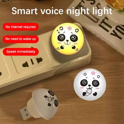 Usb Panda Искусственный умный голосовой ночник с управлением от кровати, кемпинговая вилка, светодиодные лампы для сна в помещении
