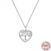S925 Sterling Silver Radiant Clear CZ Tree of Life Heart Pendant Necklace for Women Family Gifts Fine Jewelry BSN176