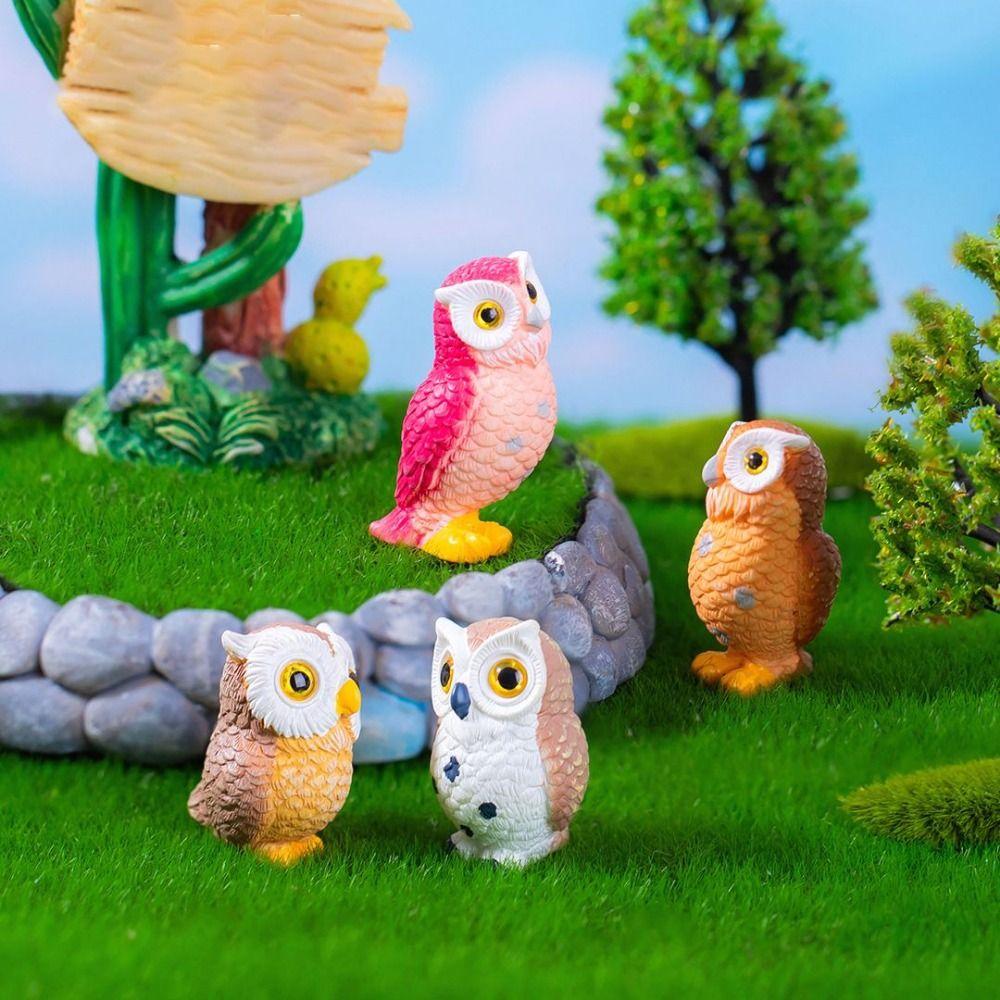 Micro Landscape Simulation Owl Ornaments Cute Mini Owl Ornaments Funny Owl Miniatures  Scene Decor