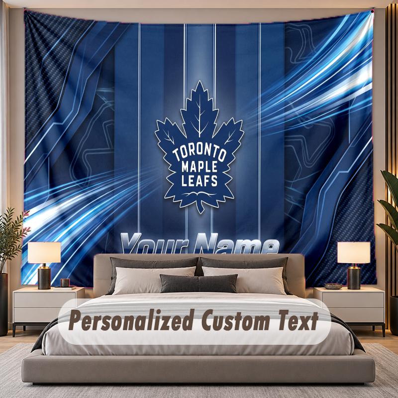 Custom Name Text Tapestry Toronto Maple Leafs Personalized Polyester Wall Tapestry For Bedroom And Room