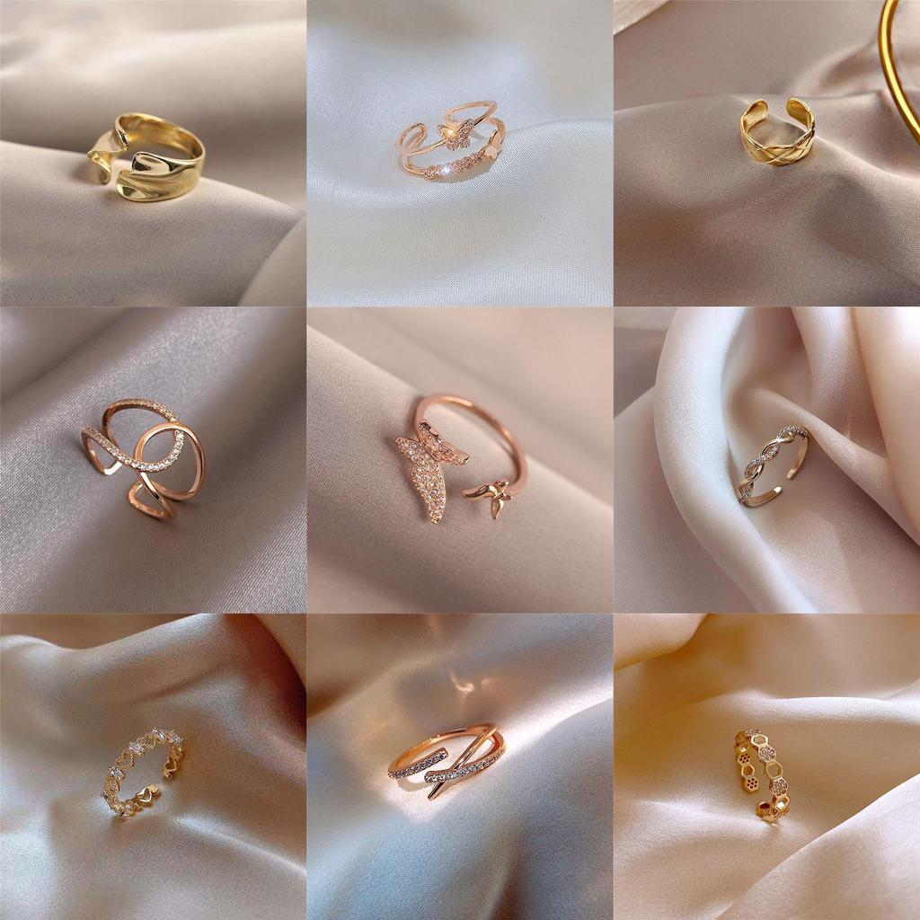 «Корейский модный геометрический открытый набор колец»: Роскошная ниша для указательного пальца и мизинца"