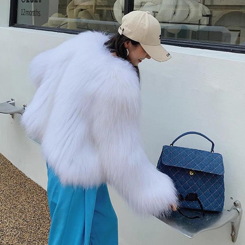 Свободная женская шуба из меха, роскошная утолщенная пушистая куртка с длинным рукавом, теплая осенне-зимняя верхняя одежда из искусственного меха для снега