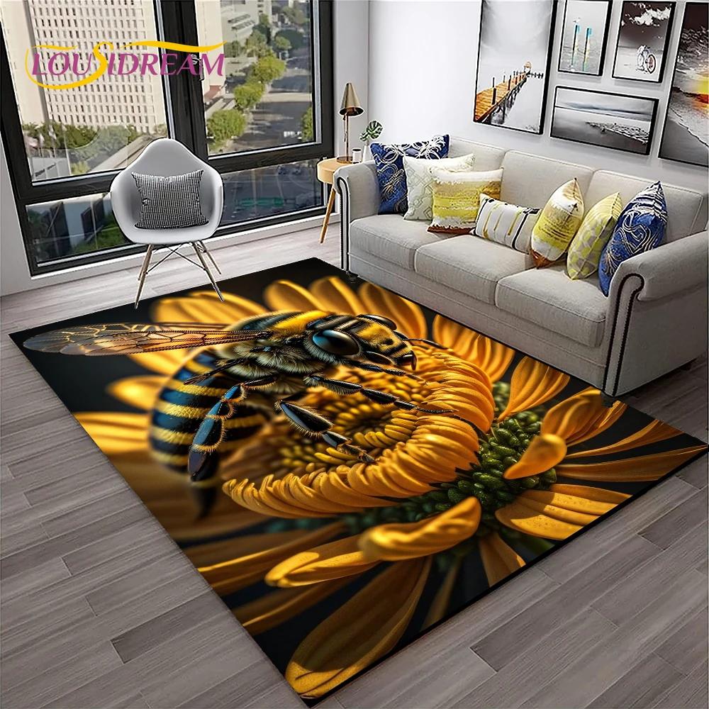 Insect Cartoon Bee Cute HoneyBee Carpet Rug for Home Living Room Bedroom Sofa Doormat Decor,kids Area Rug Non-slip Floor Mat