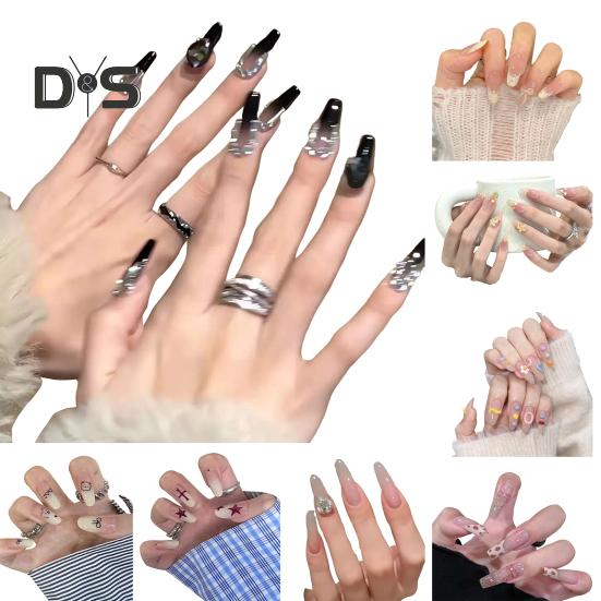 10 шт. 3D-цветок накладные ногти длинный набор для наращивания ногтей Wear Armor многоразовые легко снимаемые экономящие время накладные ногти для домашнего салона