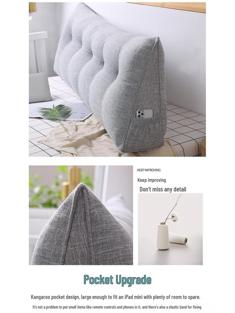 Длинная треугольная поясничная подушка из хлопка и льна - Подушка для изголовья кровати