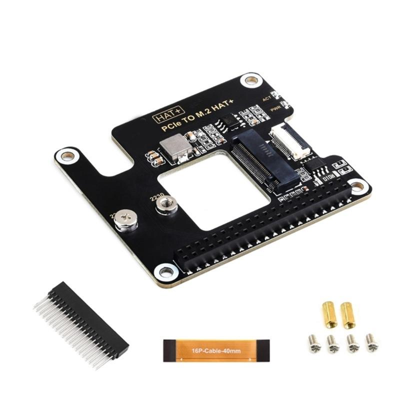 High Speed PCIe to M.2 NVME Adapter HAT Expand Storage Capacity for NVMe SSDs with 16Pin Cable GPIO Header