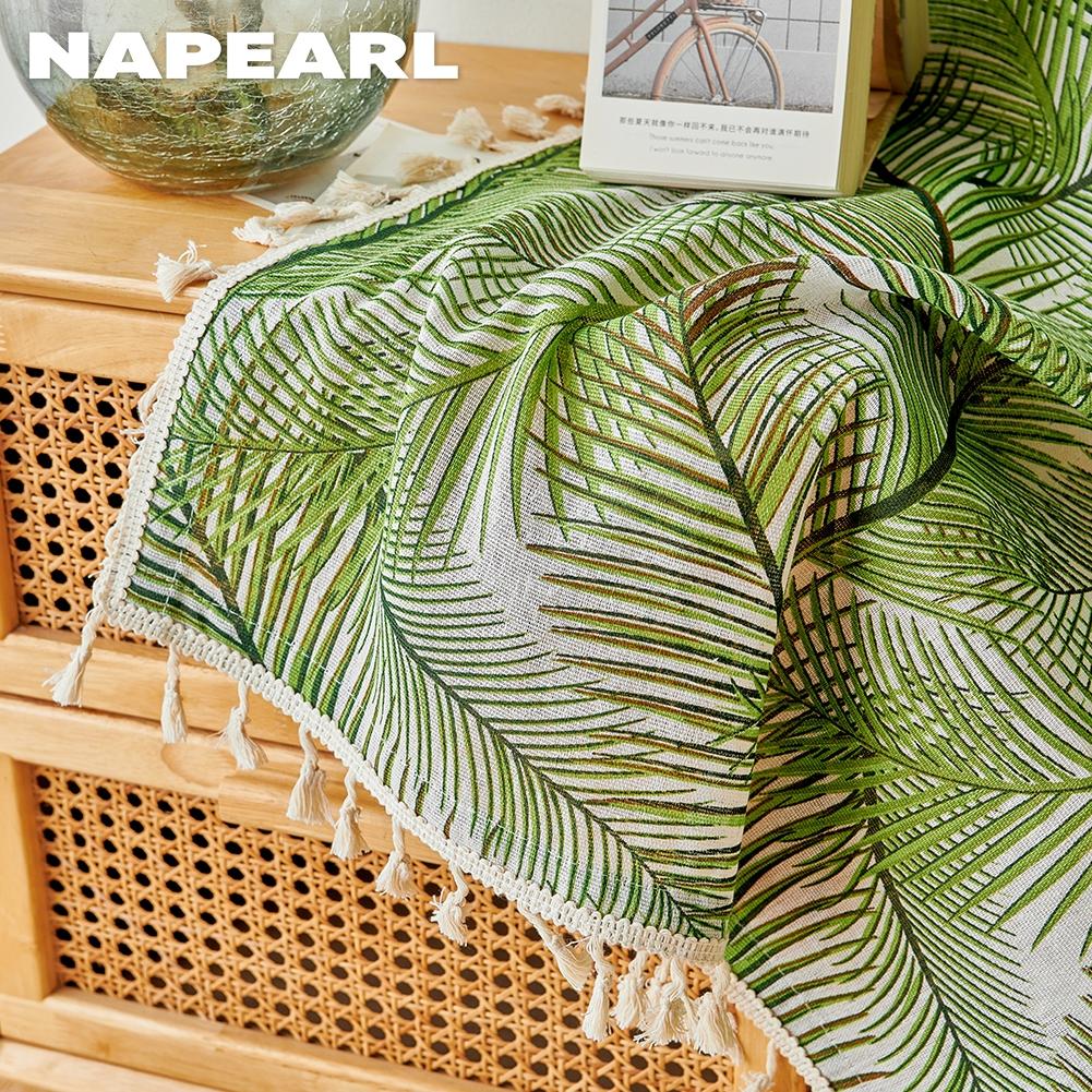 1 шт. NAPEARL полузатемняющие шторы в тропическом стиле с зеленым растительным принтом, небольшие свежие шторы с бахромой для окон, балкона, спальни, гостиной, домашнего декора