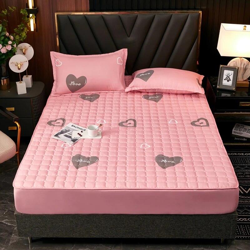 Стеганый наматрасник с принтом, сплошной цвет, эластичная лента, фиксированная простыня, модное постельное белье (Нет наволочки) Встроенный лист