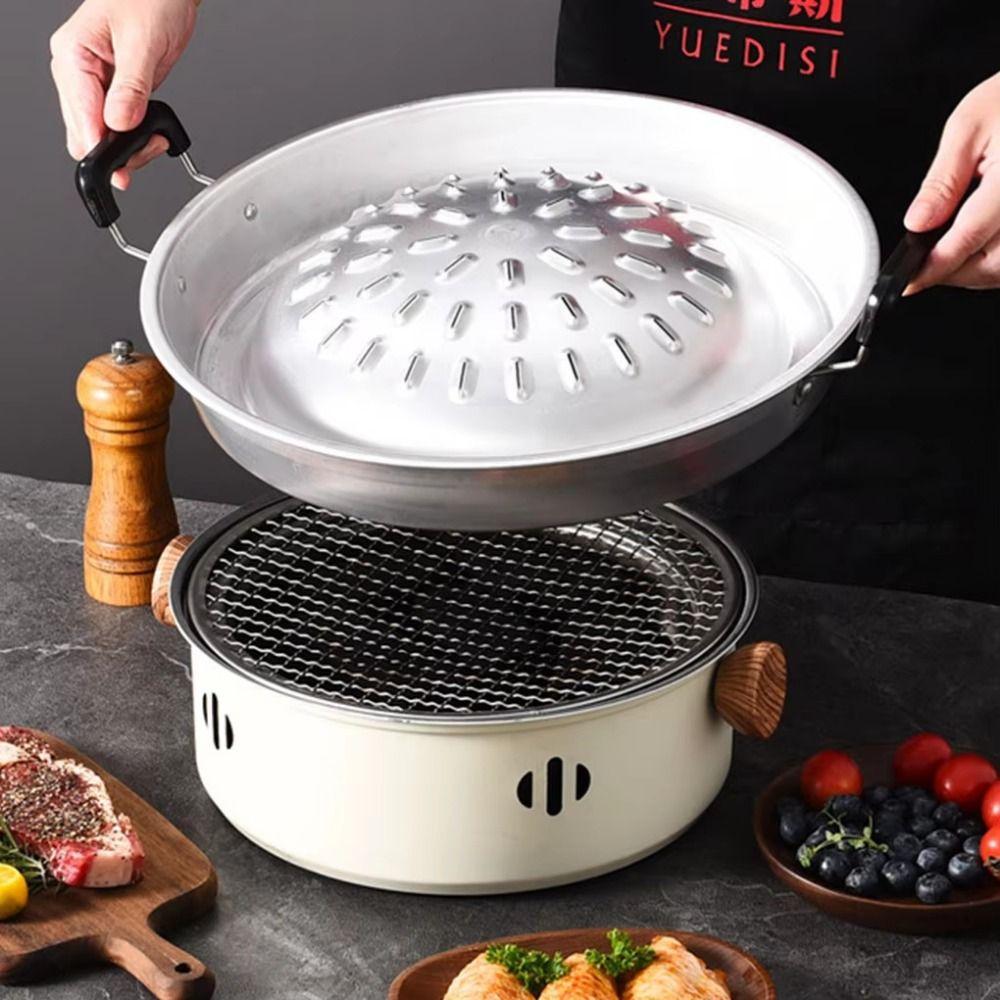 30/35cm Thai Picnic Grill Pan Portable Food Griddle Professional Korean Barbecue Grill Tray Indoor