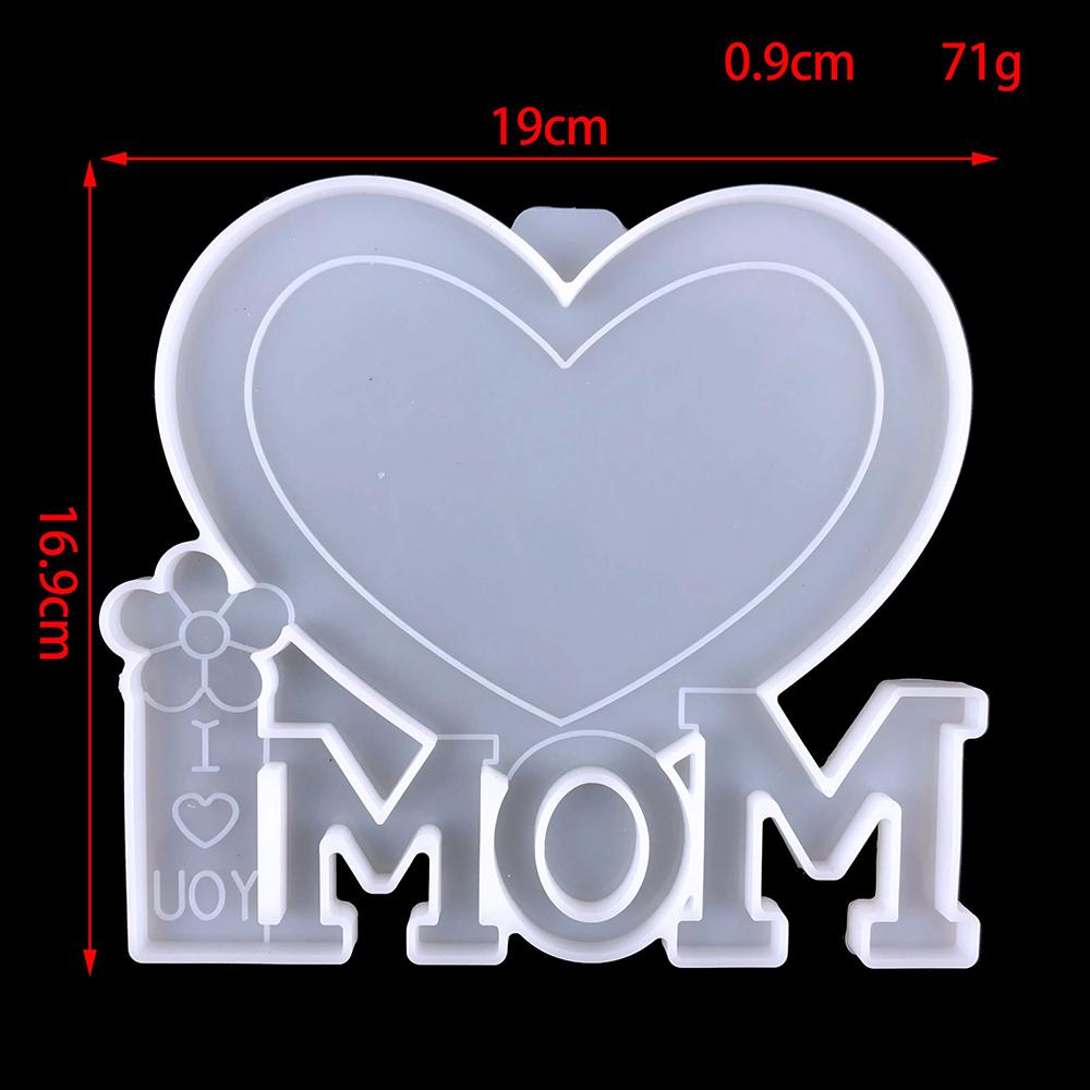 MOM Love Heart Photo Frame UV Epoxy Resin Mold Picture Frame Silicone Mould DIY