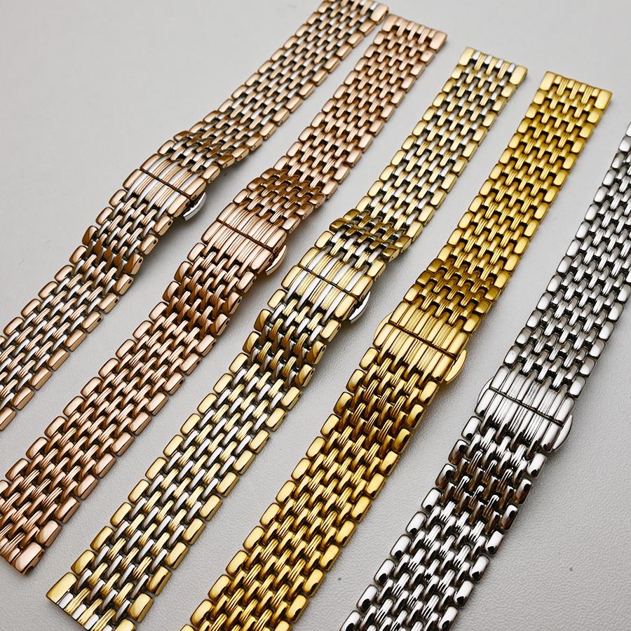Ремешок для часов из нержавеющей стали 18 мм, 20 мм, 22 мм, серебристый, золотой, полированный, мужской роскошный сменный металлический ремешок для часов, браслет