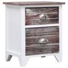 VidaXL Bedside Table Brown and White 38x28x45 Cm Paulownia Wood