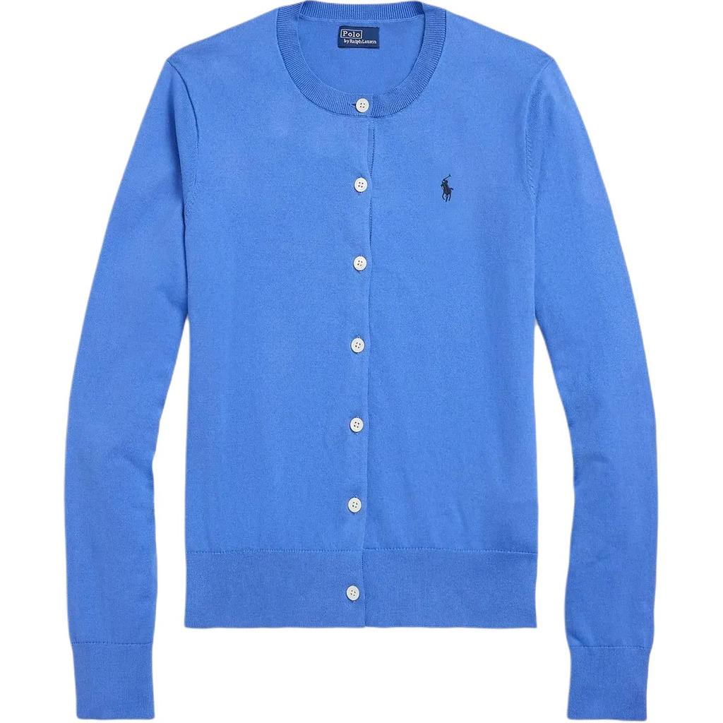 Polo Ralph Lauren Однотонный трикотажный топ с длинным рукавом и вышивкой логотипа Женские топы Синий WMPOSWENDW20368-400