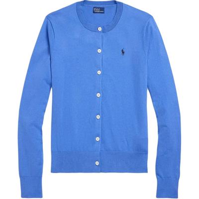 Polo Однотонный трикотажный топ с длинным рукавом и вышивкой логотипа Женские топы Синий WMPOSWENDW20368-400