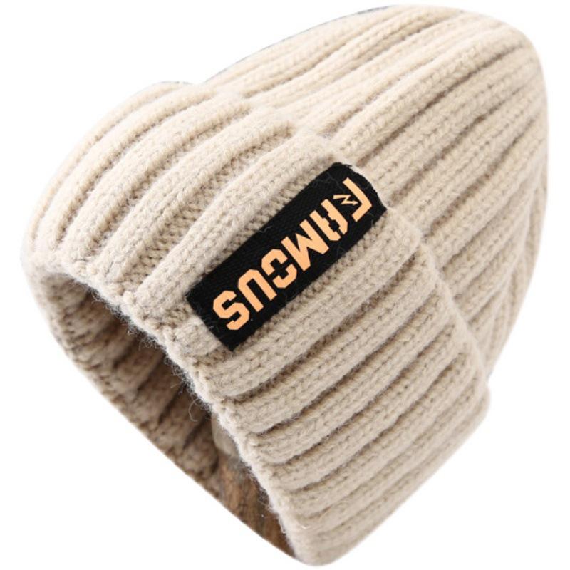 Winter Letter Woolen Hats Female Korean Fashion Warm Knitted Cap Ear Protection Hats