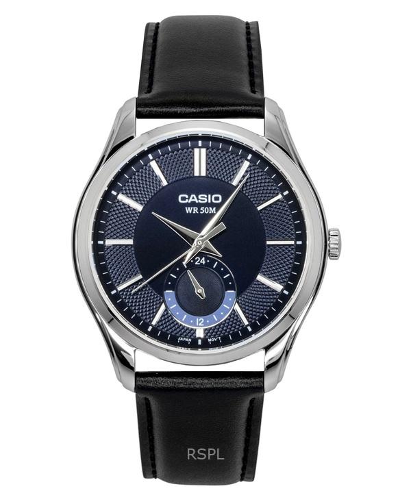 Casio Аналоговые Мужские Часы MTP-B315L-2AV с Синим Циферблатом и Кожаным Ремешком, Кварцевые