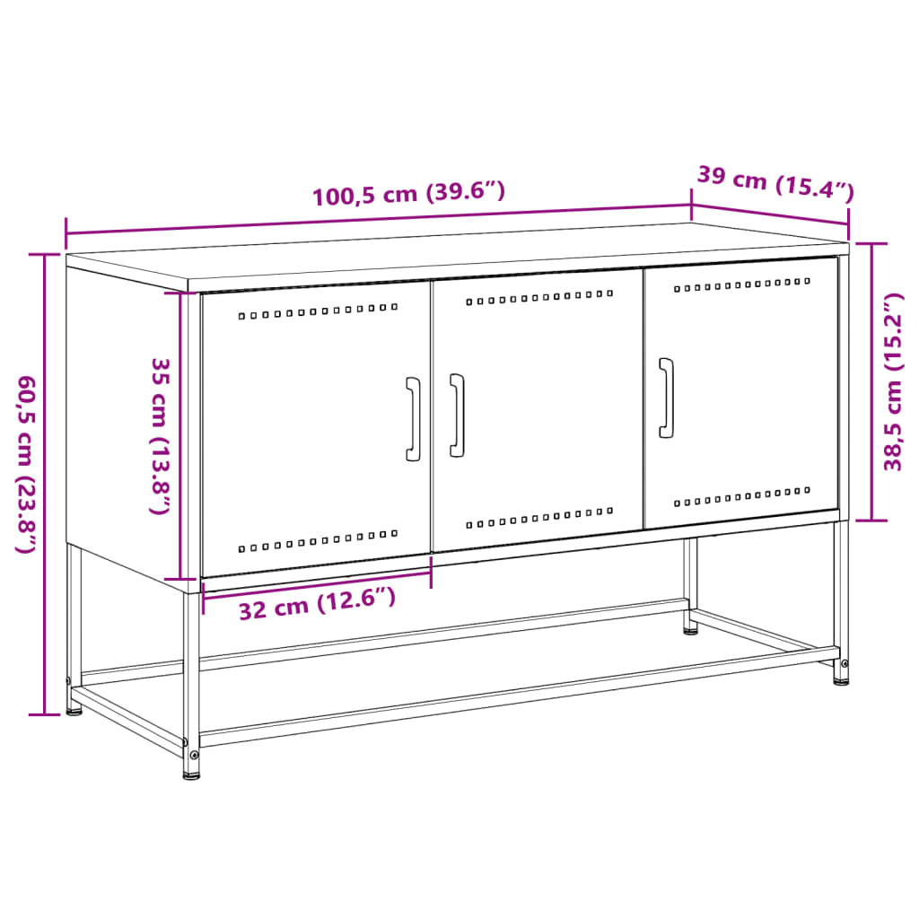 TV Stand Anthracite Grey 100.5 x 39 x 60.5 cm Steel