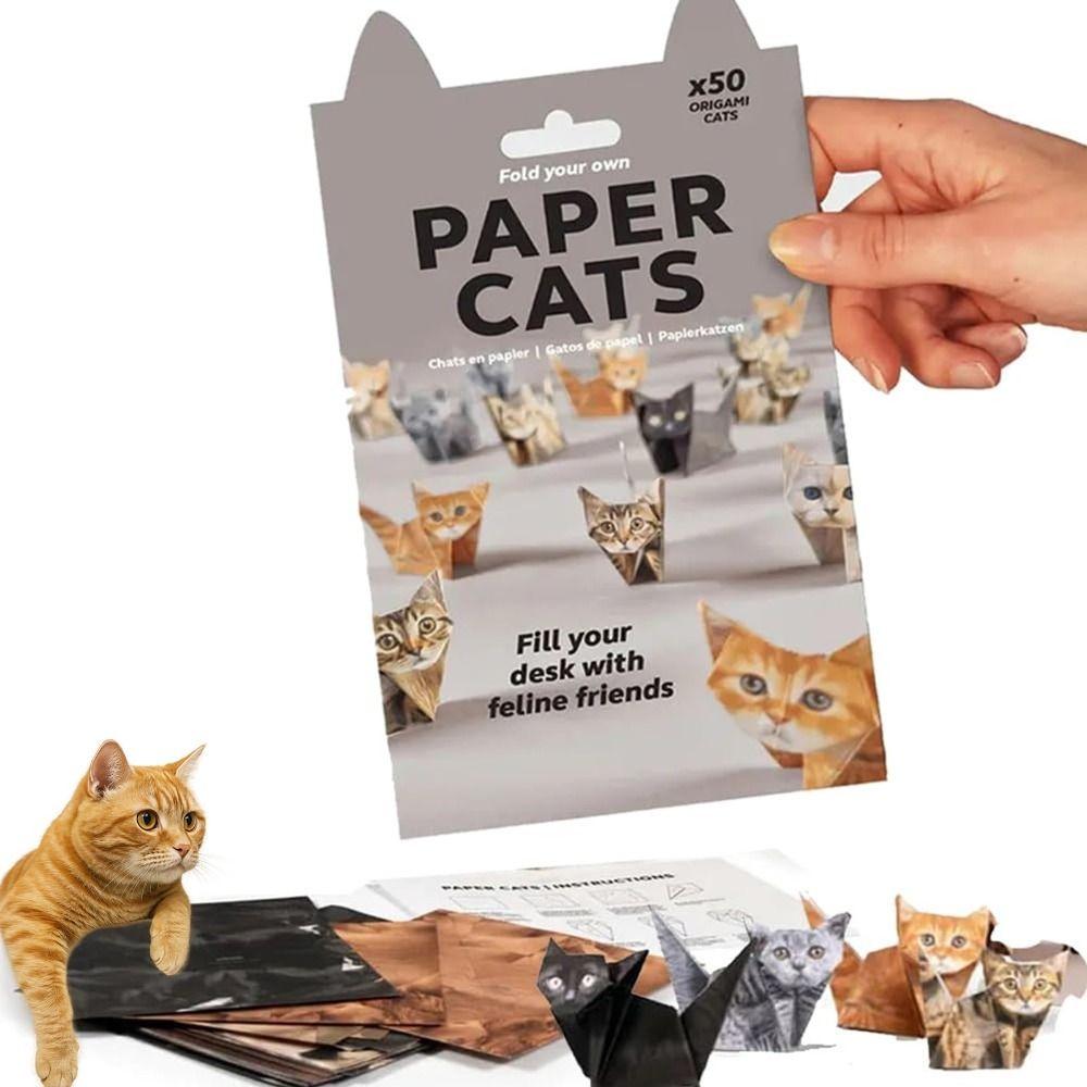 Desk Decoration Cute Kitten Origami Papercraft Kits Creative Fold Cute Cat Figures
