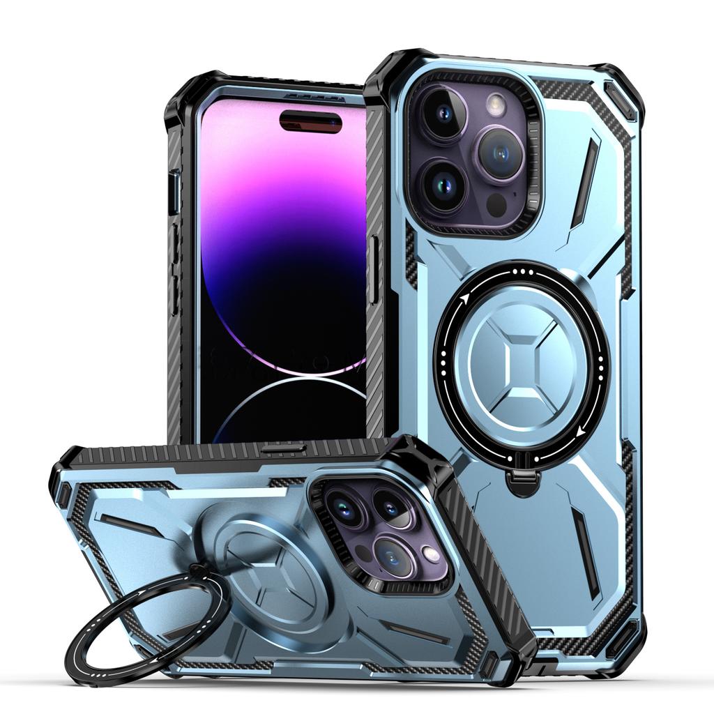 Для Apple iPhone 15 14 13 12 11 Pro Max Чехол Металлическая подставка Магнитный чехол с MagSafe, Прочный бампер Ударопрочный чехол для телефона