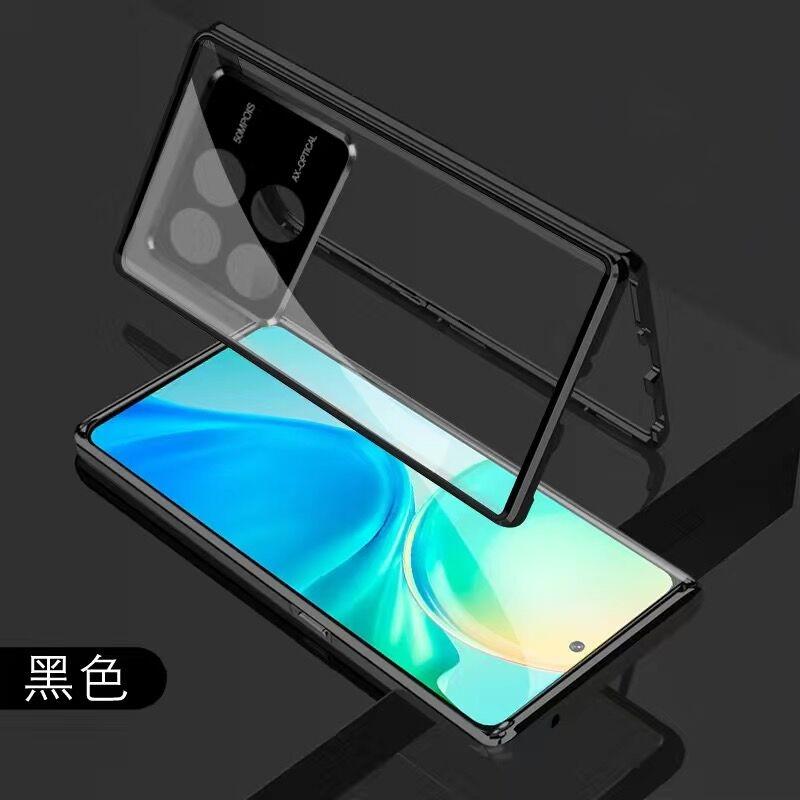 Чехол 360 Full для Xiaomi POCO X6 Pro 5G Чехол Двусторонний Металл с Магнитной Адсорбцией Защитная Крышка-Бампер из Закаленного Стекла