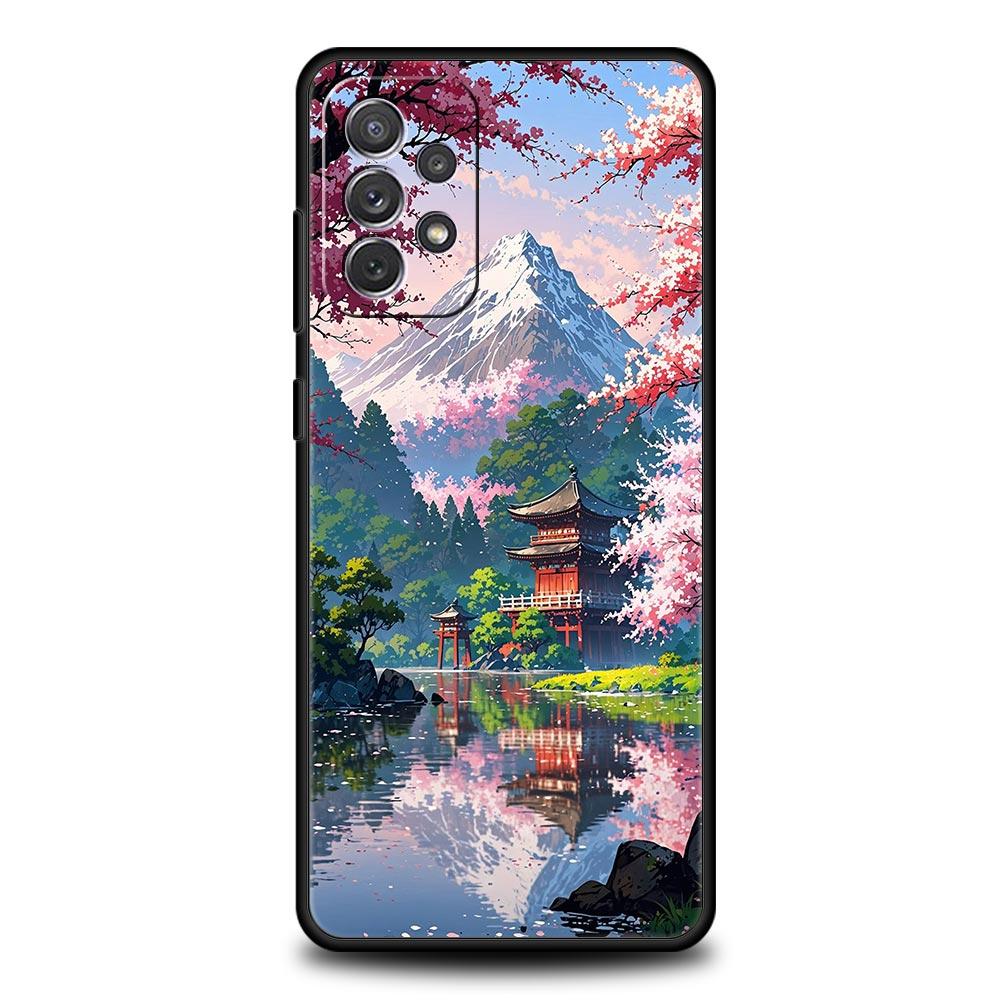 Япония Гора Фудзи Картина Цветение сакуры Чехол для телефона Для Samsung A17 A07 A55 A35 A25 A15 A05 A33 A21s A41 A73 A53 A51 A71 Чехол