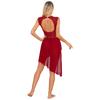 Women's Lyrical Latin Dance Dresses Asymmetric Skirted Leotard Modern Contemporary Dancing Costume