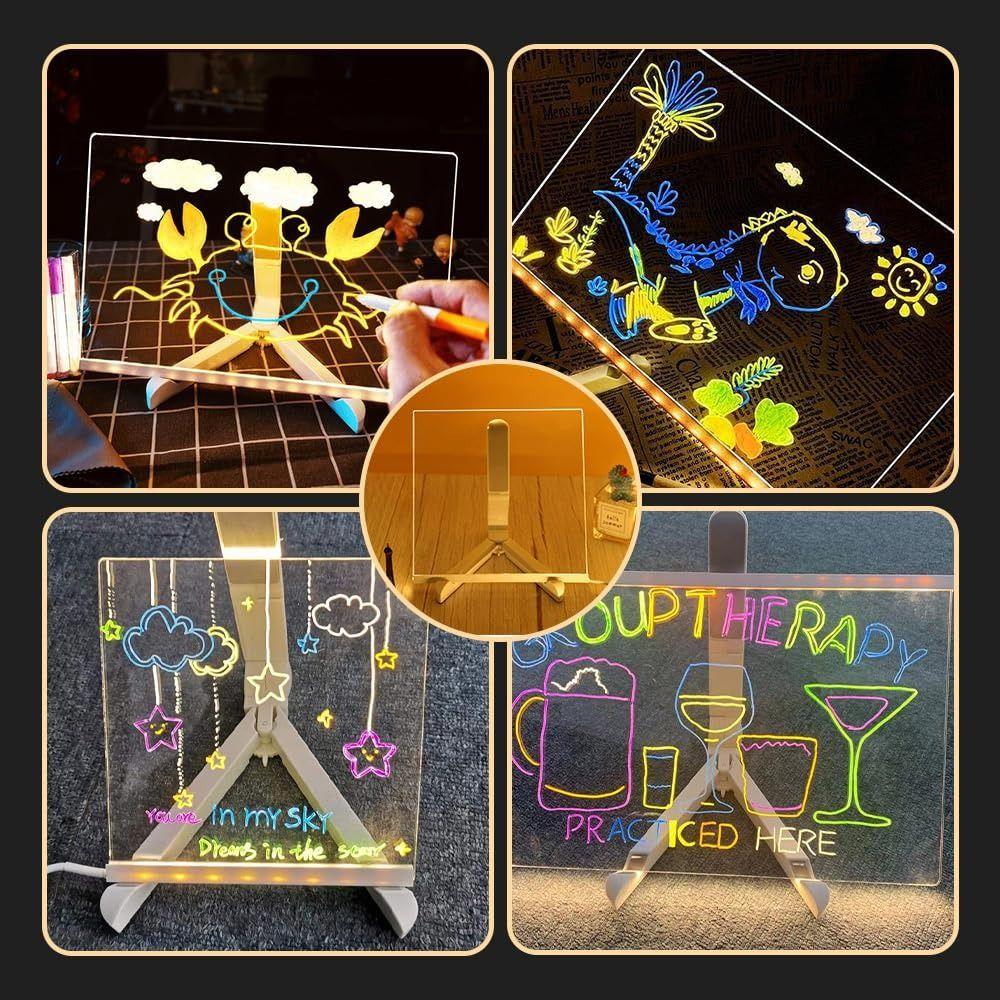 Dry Erase Board Acrylic Message Note Board LED Bedroom Night Lamp Gifts Note Board with Colors