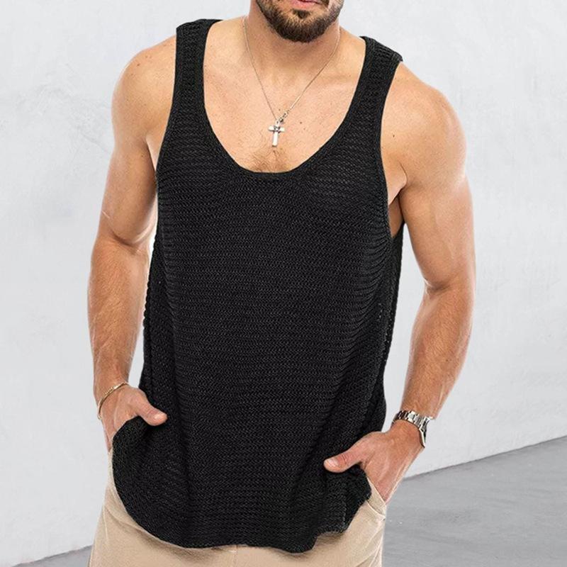 Summer New Men's Solid Loose Sleeveless T-Shirt Breathable Sports Tank Top