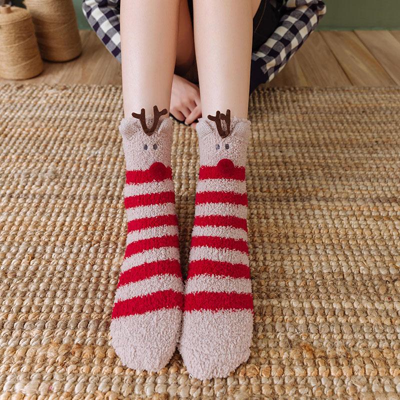 Пушистые Короткие Носки Женские Собака Кошка Панда Пушистые Зимние Женские Напольные Теплые Плюшевые Удобные Смешные Милые Каваи Носки-Тапочки для Сна Меховые