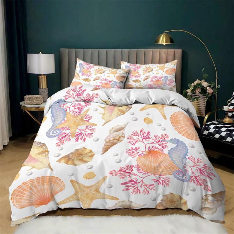 Комплект постельного белья Ocean, размер King/Queen, постельное белье с морским принтом, одеяло Hippocampus, покрывало для мальчиков и девочек, пододеяльник с изображением морских животных